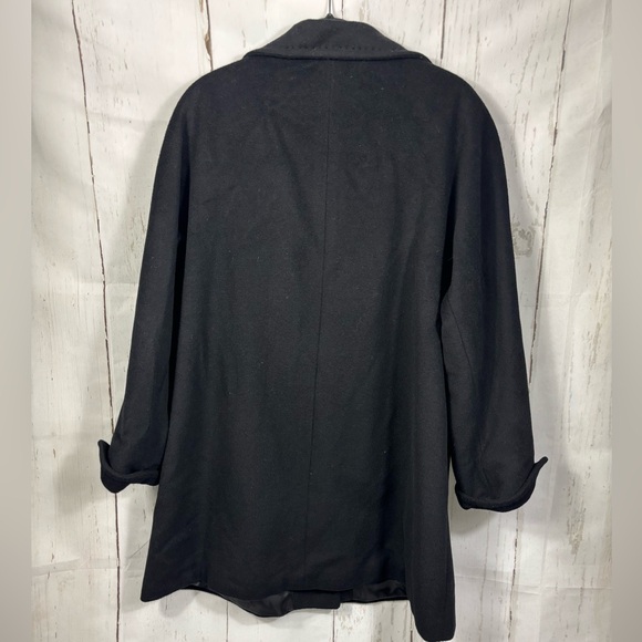 Ellen Tracy Black Wool Angora Blend Lined Coat L/XL Classic Winterwear Pockets - Picture 5 of 16